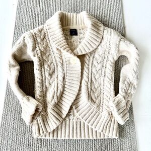Baby GAP Ivory Cream Cotton Nylon Wool Cableknit Cardigan Size 3 Years